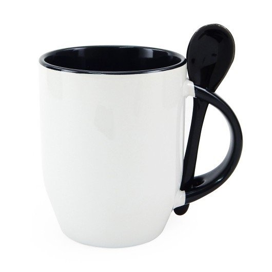 caneca-para-sublimacao-de-ceramica-branca-com-alca-interior-e-colher-preta