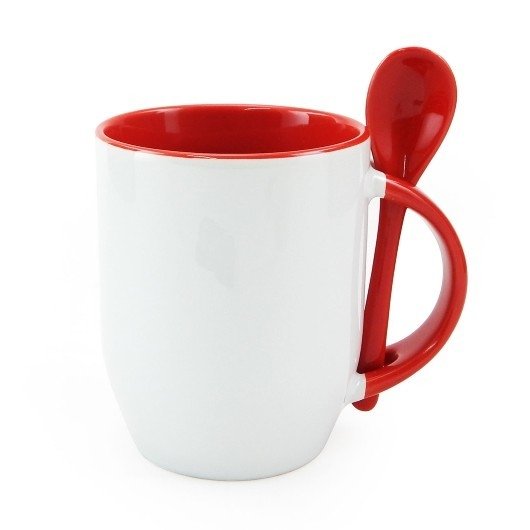 caneca-para-sublimacao-de-ceramica-branca-com-alca-interior-e-colher-vermelha